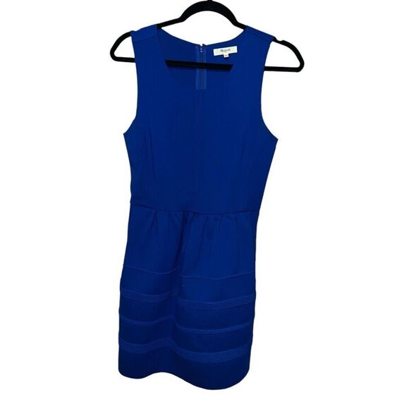Madewell Sleeveless Silouette Ponte Scuba Telegraph Royal Cobalt Blue Dress sz S - Picture 2 of 10